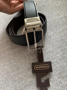 NEW COACH MEN'S HARNESS TEXTURED LEATHER CUT TO SIZE REVERSIBLE BELT - Picture 1 of 6