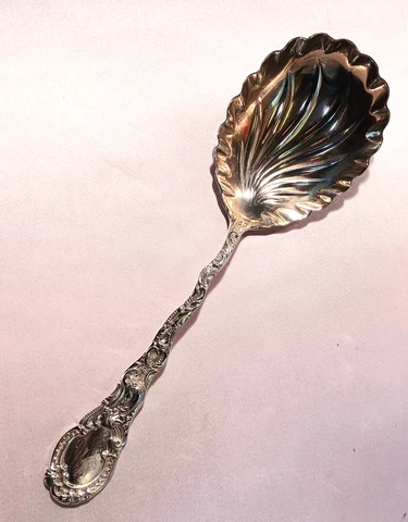 Louis XV by Durgin Sterling Large Berry Casserole Spoon 9" mono'd Cover