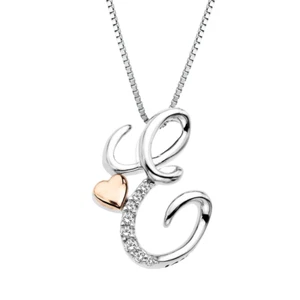 1/2 CT Lab Created Diamond E-Initial Women's Pendant Chain 14K White Gold Plated - Picture 1 of 5