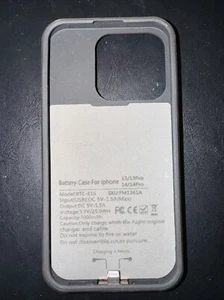 Black 7000mAh Battery Charger Protective Case for iPhone 13/14 Pro - Picture 1 of 2
