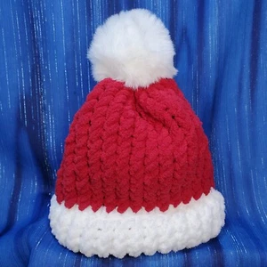 First Christmas Infant Santa Soft Beanie Red White Pom Wonderfully Warm Handmade - Picture 1 of 1