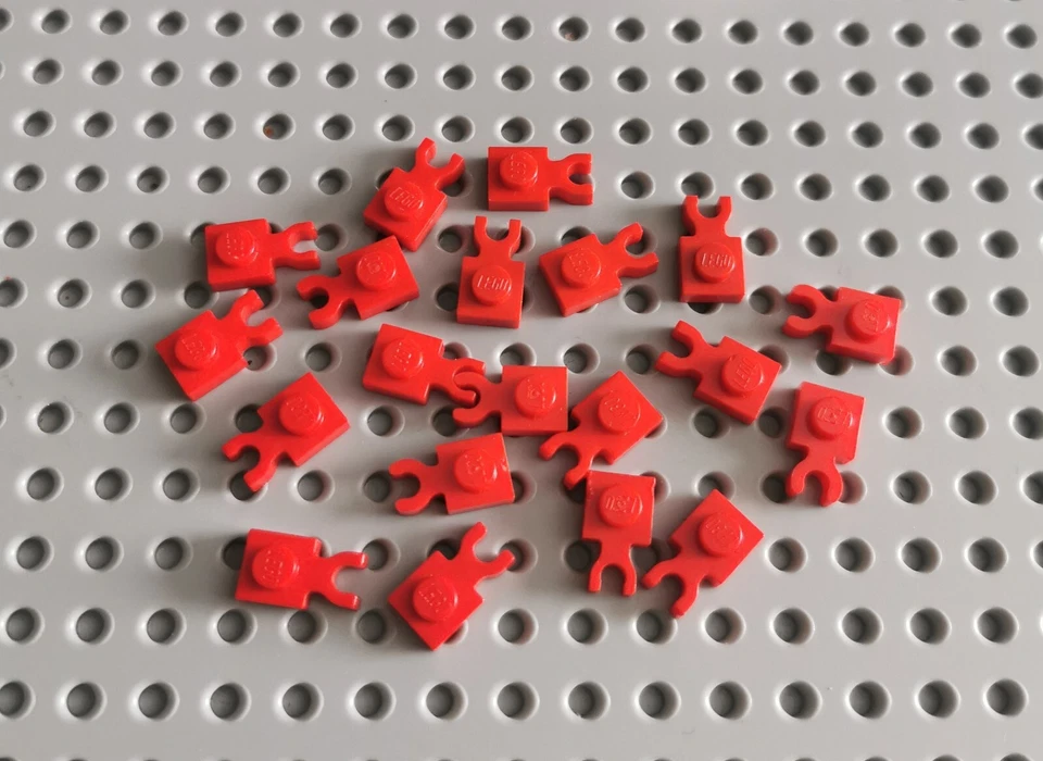 LEGO Platte 1x1 mit Halter Vertical 20 stk. rot red Plate with Clip 4085 R3 - Bild 1 von 1