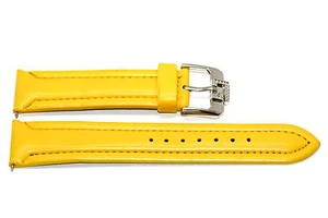 22MM YELLOW PADDED STITCHED SYNTHETIC FAUX LEATHER ANTI ALLERGY WATCH BAND STRAP - Picture 1 of 1