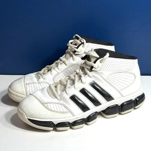 Adidas 051001 White Leather Black Athletic Sneakers Mens Size 9.5 - Picture 1 of 6