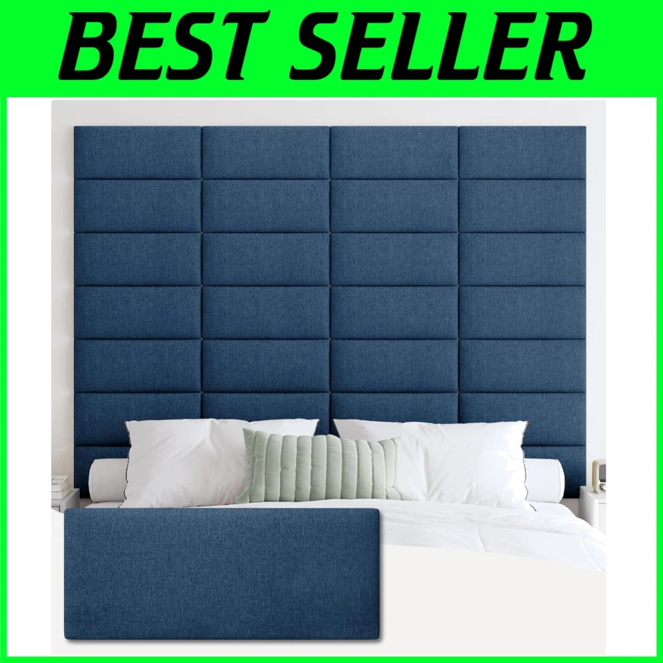 Paneles de cabecero acolchados azul marino personalizables - tamaño king, diseño pelar y pegar Foto 1 de 4