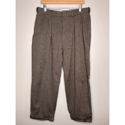 Pantalones Polo Ralph Lauren Tweed Marrón Lana Algodón Académico Dinero Antiguo Años 90 35x28 Foto 1 de 4