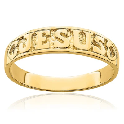 Anillo Corazón Jesús Oro Amarillo Sólido 14K Foto 1 de 4
