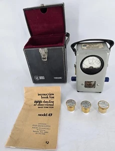 VTG Bird Thruline Model 43 RF Wattmeter Power Meter + 5 Slugs + Leather Case - Zdjęcie 1 z 17