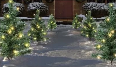 Premier 6pc Christmas Tree Path Lights Warm White LEDs Xmas Stake Lights