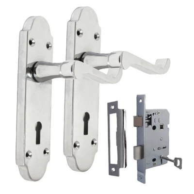 Epsom Door Handle - Chrome Internal Door Handles - 3 Lever Mortice Sash Lock x1 - Image 1 of 4