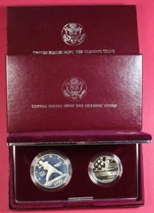 1992 US MINT OLYMPICS PROOF 2-COIN COMMEMORATIVE SET w/ OGP  *SILVER* - Picture 1 of 1