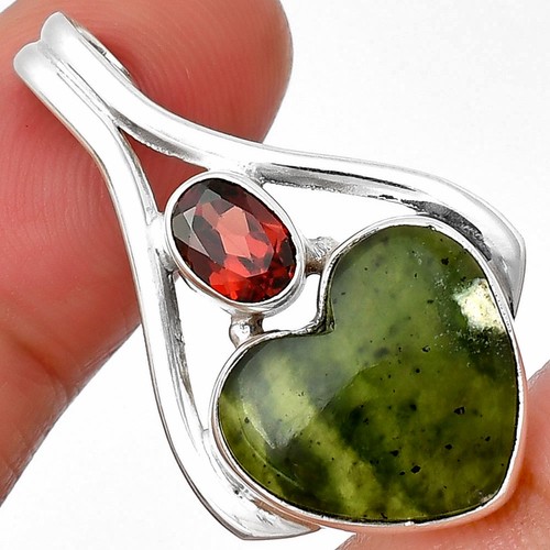 CHROME HEARTS Ciondolo cuore cromo calcedonio e granato argento 925 gioielli San Valentino P 1006