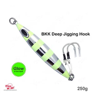 250g Silver Glow sk Slow pitch Jig 9oz Fishing Jig Saltwater BKK jigging Hook - Picture 1 of 12