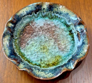 Portacandele portacandele portacandele in ceramica vetro crepitante fatto a mano splendido smalto 5,5" - Foto 1 di 4