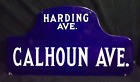 ORIGINAL CALHOUN & HARDING AVENUE RARE VINTAGE BLUE METAL STREET SIGN 22" X 12"