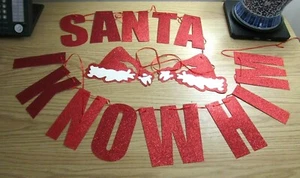 Santa...I Know Him Sparkling Red Christmas Banner - Picture 1 of 2
