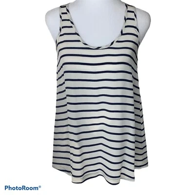 Camiseta sin mangas mujer Theory talla P 00-0 ver medidas azul marino y marfil a rayas seda Foto 1 de 4