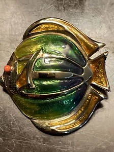 Liz Claiborne Emaille Fisch Brosche grün orange Ozean Meer Wasser Pin Aquarium LC - Bild 1 von 7