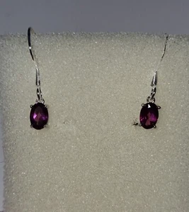 Grape Garnet Dangle Earrings In Sterling Silver - Picture 1 of 4