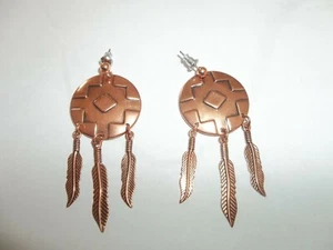DREAM CATCHER COPPER PLATED PIERCED EARRINGS - Picture 1 of 2