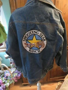 Men's Western Style Denim Jacket with Shooting Star Ranch Patch Size L - Picture 1 of 7