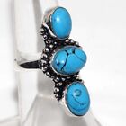 925 Silver Plated-Turquoise Ethnic Gemstone Handmade Ring Jewelry US Size-6 f869