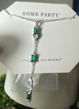 BOMB PARTY RBP3410 NECKLACE “ SEEING STARS ” LAB-CREATED EMERALD/RHODIUM  PLATING