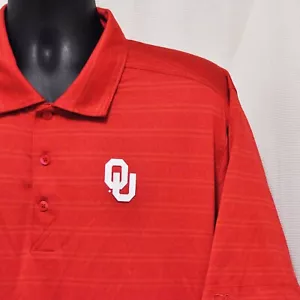 NCAA Oklahoma Sooners OU CUTTER & BUCK XL Extra Large Striped Polo Golf Shirt - Picture 1 of 7