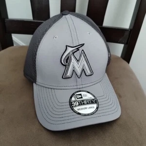 Medium / Large Miami Marlins New Era Grayed-Out Neo 39THIRTY Flex Hat M/L - Picture 1 of 5