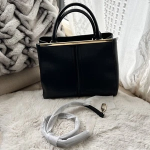 Charles & Keith Black Top Handle Large Work Handbag with Crossbody Strap EUC - Picture 1 of 8