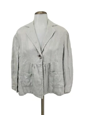 Michael Kors Womens Swing Jacket Blazer 100% Linen Metallic Silver Size 10 - Image 1 of 4