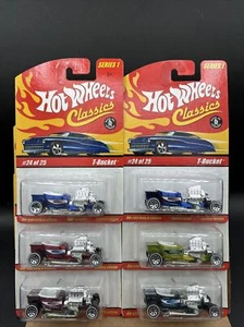 2005 Hot Wheels Classics Series 1 T-BUCKET LOT X6 BLUE 5 SPOKE WHEEL VARIATION + - Picture 1 of 9