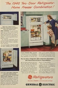 1948 General Electric Kühlschränke Druckanzeige zweitürige Heim-Gefrierkombination - Bild 1 von 2