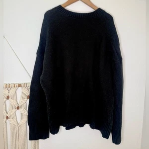 Maglione girocollo Everlane maglia classica nero waffle maglia cotone polsino a costine - Foto 1 di 9