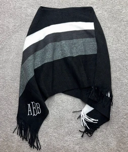 Marley Lilly Shawl Regular OS Color Block Fringe Monogram ABB Initials NWT - Picture 1 of 8