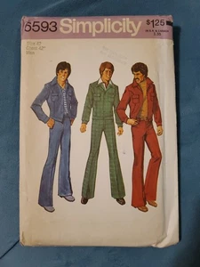 Simplicity 6593 Men's Jeans & Jacket Top Size 42 Factory Fold 1970s - Picture 1 of 4