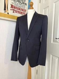 Emporio Armani David Line Blazer Jacket Navy Blue 120s Virgin Wool 38 48 - Picture 1 of 11