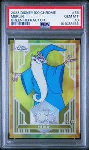 2023 Topps Chrome Disney100 #38 Merlin Green Refractor 1/99 PSA 10 - Picture 1 of 2