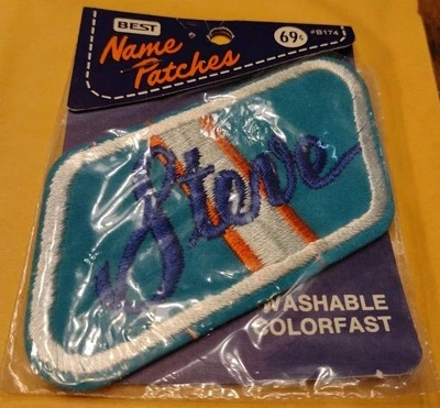 NOS Best B174 Name Patches " Steve " Teal Blue Silver Orange Patch Vintage Retro - Image 1 of 3