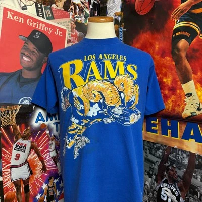 Vintage 90s Los Angeles Rams Nutmeg NFL Tee Jack Davis Rare Football Sz Large - Image 1 of 4