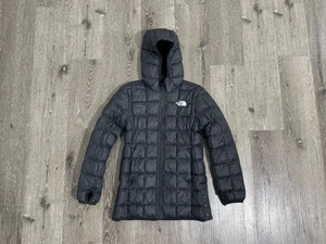 The North Face Thermoball Eco Jacket Girls Small Black Hooded Quilted Full Zip - Picture 1 of 12