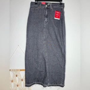Maxi gonna Levi's grigia denim con orlo sceso jeans grezzo nuova con etichette nuova con etichette - Foto 1 di 5
