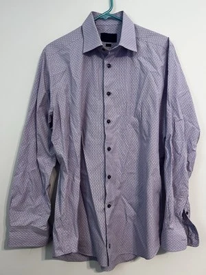 Men’s David Donahue Trim Fit Dress Shirt Purple Button Up Long Sleeve 16.5 34/35 - Image 1 of 4