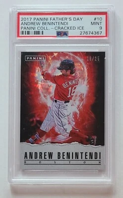 18/25 Andrew Benintendi 2017 Panini Father's Day Cracked Ice RC Red Sox PSA 9 - Image 1 of 3
