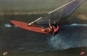  Póster Vintage NIKE WINDSURF ☆ Aqua Gear 24"" X 36"" NUNCA USADO - Imagen 1 de 1