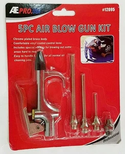 Kit de agujas compresoras de pistola de soplado de aire 5 piezas boquilla herramienta latón de goma cromado - Imagen 1 de 3