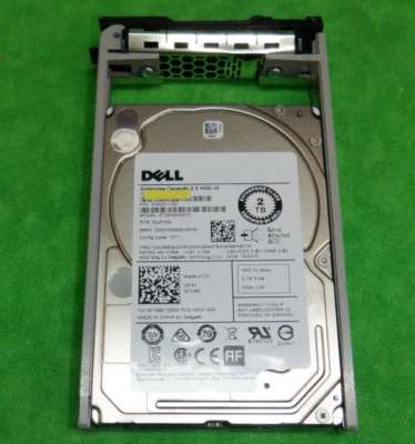 Dell  0XY986 XY986 2TB 7.2K  12G 2.5" SAS HDD ST2000NX0273  GEN12 0NTPP3 Caddy - Image 1 of 3