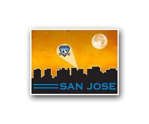 San Jose Earthquakes Poster City Skyline Art Print Man Cave Decor 12x16"