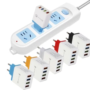 4 Ports USB Color Wall Charger Fast Charging Travel Charger EU/US Plug Adapter - Picture 1 of 20
