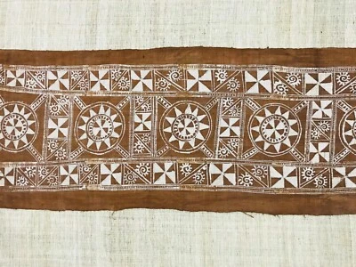 Vintage tribal Hmong ancient batik hand dyed brown hemp fabric plant dye rarely - Image 1 of 2